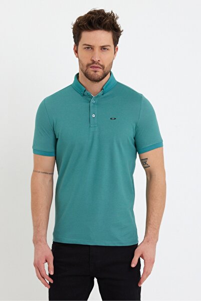 JEUSS JEUS ERKEK PİKE LACOSTE KUMAŞ YAKALI TSHİRT Koyu Mint