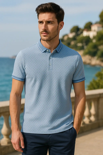 GERMEN Ανδρικό Polo Μπλουζάκι R-Germen – Γαλάζιο — xl