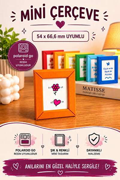 Tovo Craft Polaroid Go Uyumlu Mini Fotoğraf Çerçevesi 54x66,6 mm | Magnetli, ...