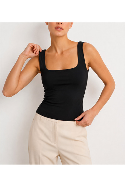 ikomteks Tricou de bază cu guler pătrat pentru femei