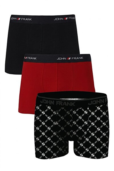 John Frank Logoed Cotton 3 Pack Boxer Men's Boxer Jfbs3