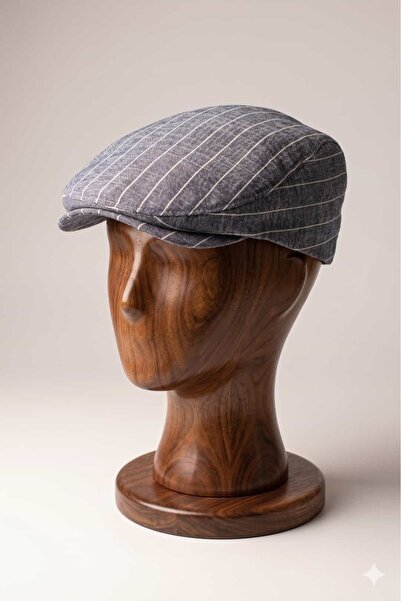 Hat Town Men's Striped Linen Look Premium Cap Hat