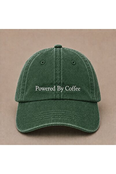WeavedCo Powered by Coffee Embroidered Vintage Washed Cap Hat