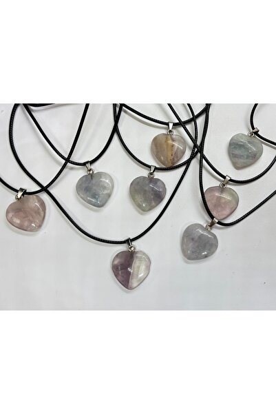 gemsartdeco Fluorite Natural Stone Leather Cord Necklace 1 Piece