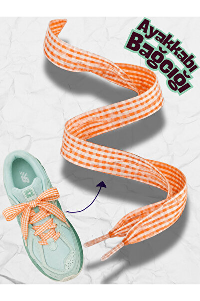 Hugs and Gifts Orange Gingham Fabric Shoelaces – 2-Pack, 145 cm X 2 cm Ribbon...