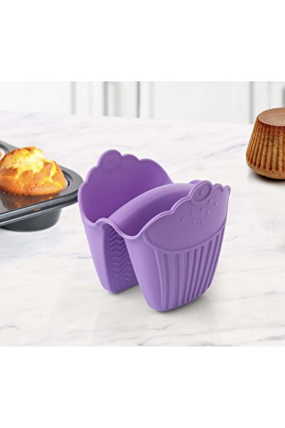 Queen’s Kitchen Renkli Silikon Fırın Eldiveni Isı Yalıtımlı Kaymaz Mikrodalga Tencere Tepsi Tutacağı