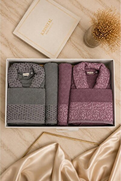 Kristal Set halate de baie pentru familie Dream Jacquard, 6 piese, Antracit -...