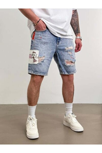 2Y PREMIUM DESTROYED SPLASH LIGHT-BLUE SHORTS PSAS188(2006)