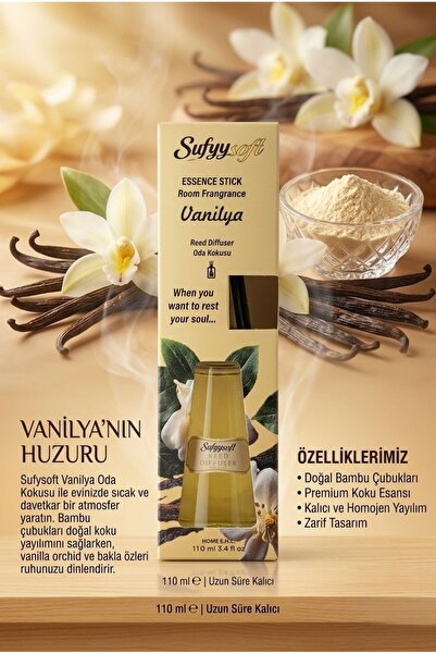 safestore Premium Vanilya Özlü Çubuklu Oda Kokusu & Bambu Reed Diffuser – 110 ml