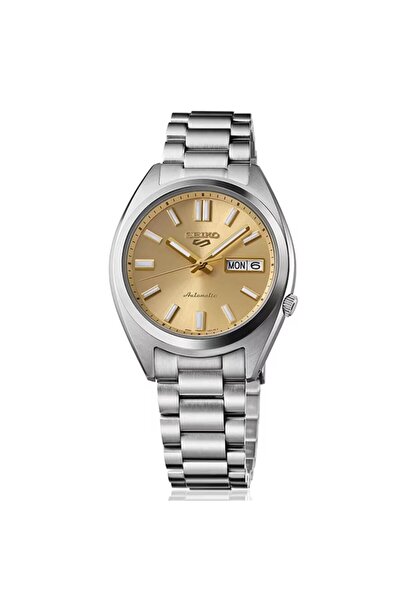 Seiko 5 Srpl59J Battery-Free Automatic Yellow Dial Steel Men's Wristwatch