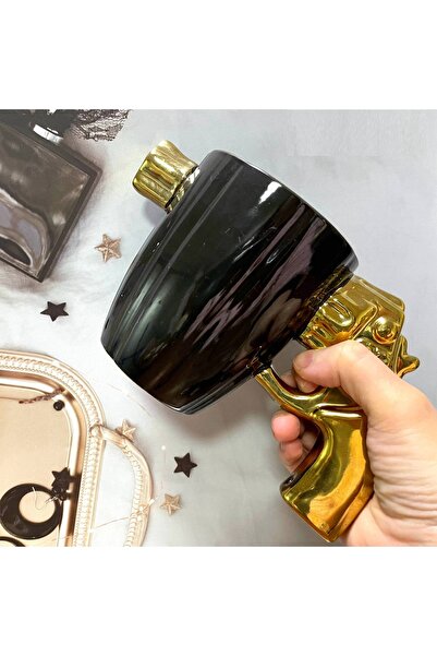 Livava Gun Ceramic Mug with Pistol Handle Humorous Design Gift-Gold