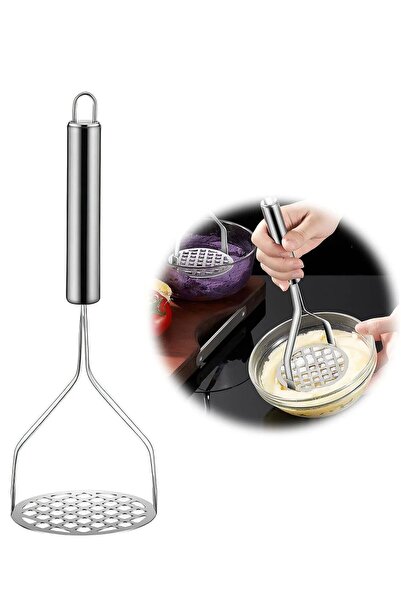 BİZ ZÜCCACİYE Biz Home Stainless Meatl Handle Potato Masher