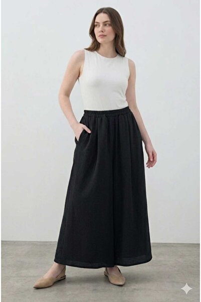 QUAWEAR Elastic Waist Modal Fabric Skirt with Side Pockets