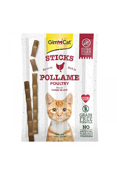 Gimcat Sticks Kümes Hayvanı Etli Tahılsız Kedi Ödül Çubukları 4'lü 20 gr