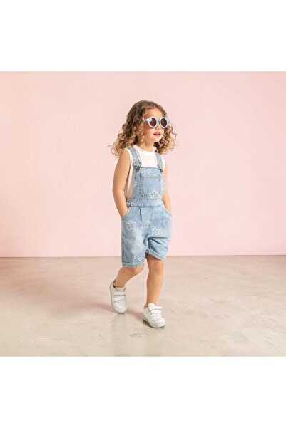 Yağmur Giyim Ecolkız Floral Patterned Girls' Denim Shorts Slopet 2-6 Years 1783