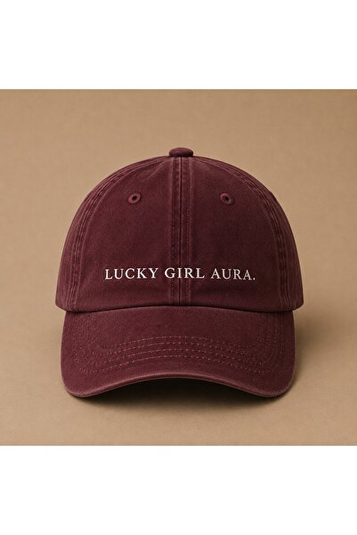 WeavedCo Lucky Girl Aura Embroidered Vintage Washed Cap Hat