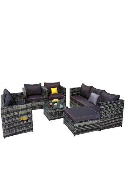 DE HOME Set mobilier de gradina DeHome 1800 Gray, 8 locuri, culoare gri