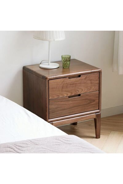 WoodenDecoration01 Noira Masif Ahşap Komodin Koyu Ceviz