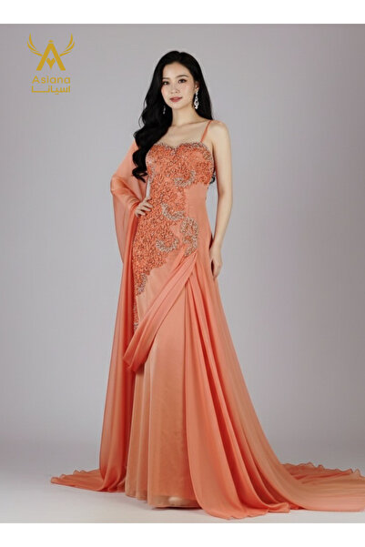 ASIAN Evana Dress Evana Evening Gown Made of Chiffon Fabric with Luxurious Em...