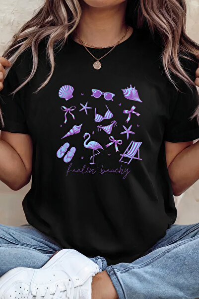 Sarah's Boutique Women's T-shirt – 100% cotton – Purple Beachy