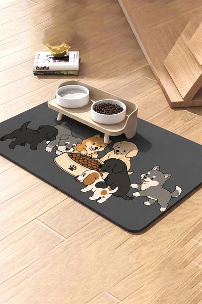 MatGo Pati Kedi Köpek Beslenme Matı 50x70cm Su Geçirmez Mama Kabı Altlığı Paspası Köpek Sofrası