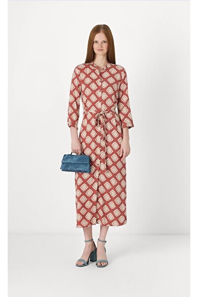 Vero Moda Rochie Cămașă Vmeasy, Imprimeu Geometric, Cordon în Talie, Roz/Cără...