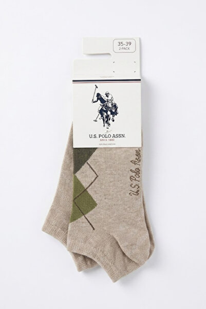 U.S. Polo Assn. 2 ζευγάρια κάλτσες μποτάκια με σχέδιο μπακλαβά