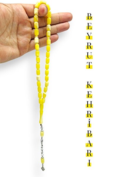 Hanedan Hediyelik Beirut Amber 33-Piece Rosary Capsule Cut Grain Size 11X7 mm...
