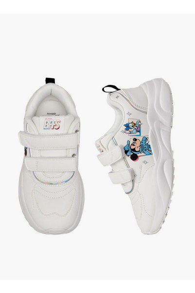 Disney Girls Minnie Mouse Print Hook & Loop Ankle Sneakers