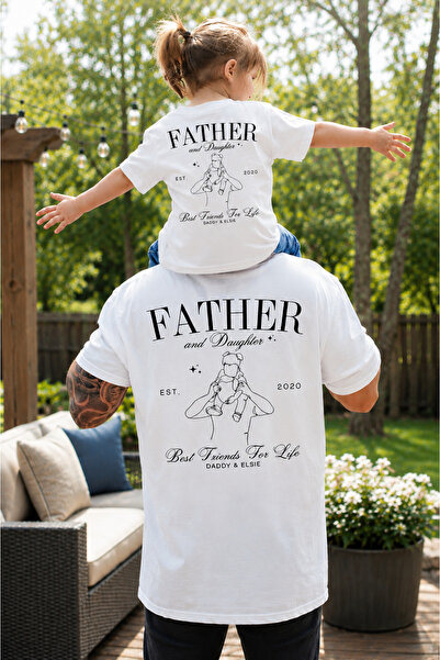 VODEXA Baba Ve Kız Çocuk Oversize Tişört –father Baskılı (Tekli Satılmaktadır)