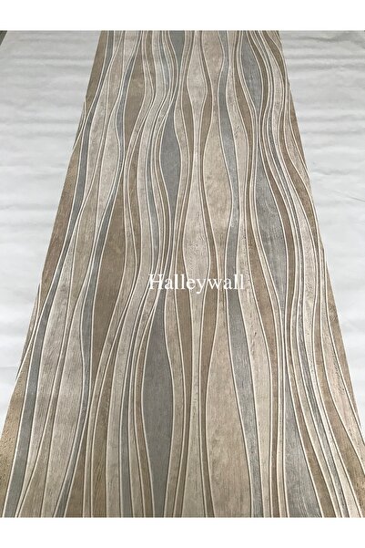 halleywall 3D Desenli Gri Kahve Krem Duvar Kağıdı