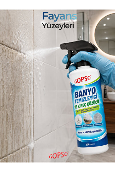 Gopso Banyo Temizleyici ve Kireç Çözücü Sprey 500 ml Duşakabin Lavabo Fayans Armatür Temizleyici