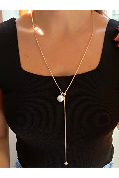 Twinssis Accessories Gold Women's Y Model Necklace with Elevator Design