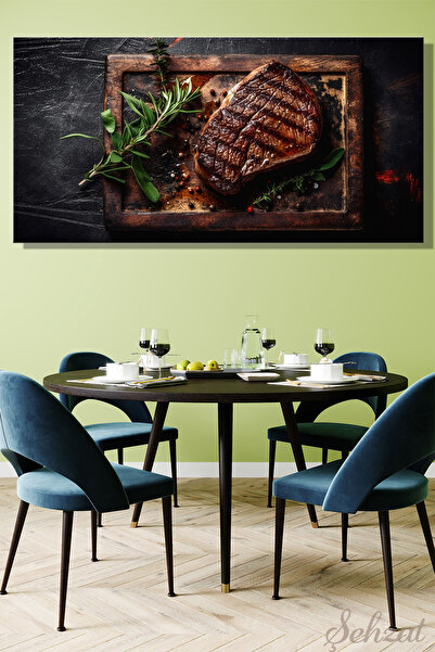 Şehzat Panoramik Yatay Tekli Kanvas Duvar Tablosu Lokanta Kafe Restoran Mutfa...