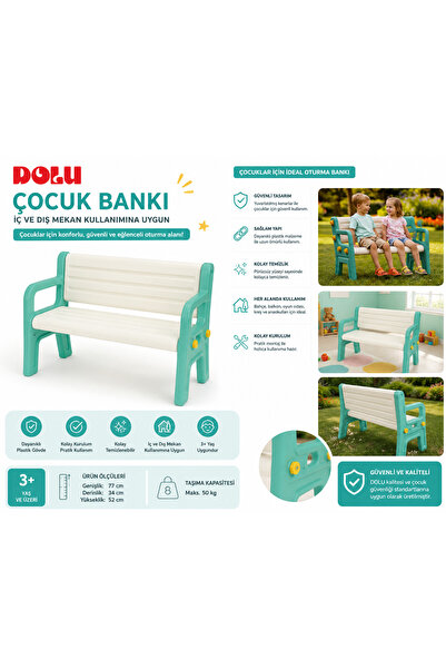 15111 Dolu Çocuk Bankı Bahçe ve Oyun Alanı Oturma Bankı İç Dış Mekan 3+ Yaş