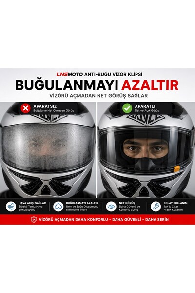 MOTOLİNAS LNSMOTO Kask Vizör Havalandırma Klipsi Anti Buğu Aparatı | Motosiklet Kask Vizör Aralayıcı