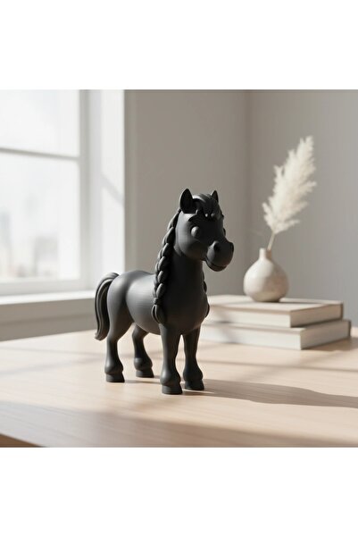 OEM Horse Figurine with Braided Mane, 3D Printed, Toy and Decor - Matte Compo...