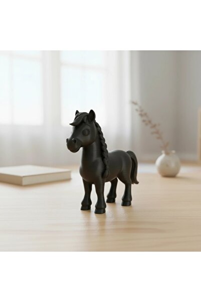 OEM Horse Figurine with Braided Mane Decor Small Toy Plastic 15 mm - Matte Co...
