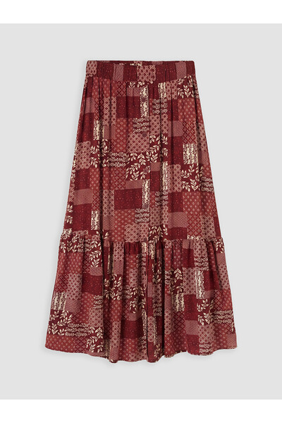 LC Waikiki Nevavm Patterned Flared Skirt with Elastic Waist