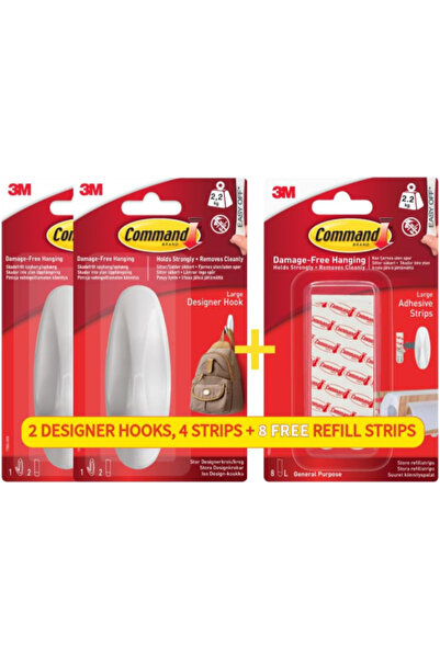 COMMAND Damage-Free Hanging Designer Hooks Twin Pack Large