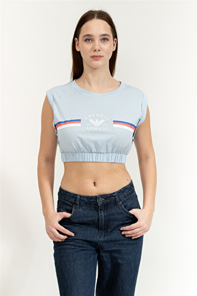 Emporio Armani Kadın Askılı T-Shirt Açık Mavi