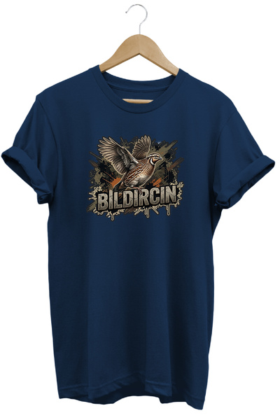 WİDİ Quail Graphic Printed Crew Neck Cotton Hunter Nature T-Shirt