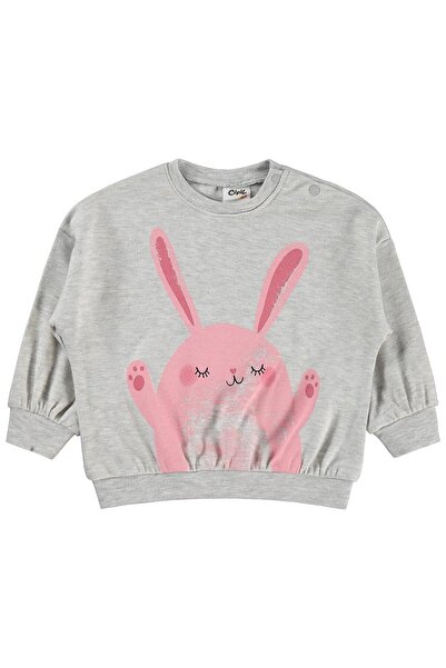 Civil Baby Tavşan Baskılı 3-18 Ay Sweatshirt - Gri