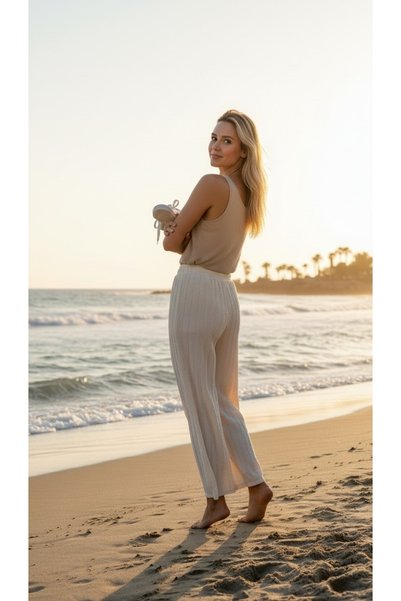 KapadokyaButik Ruffled Fabric Flared Pants