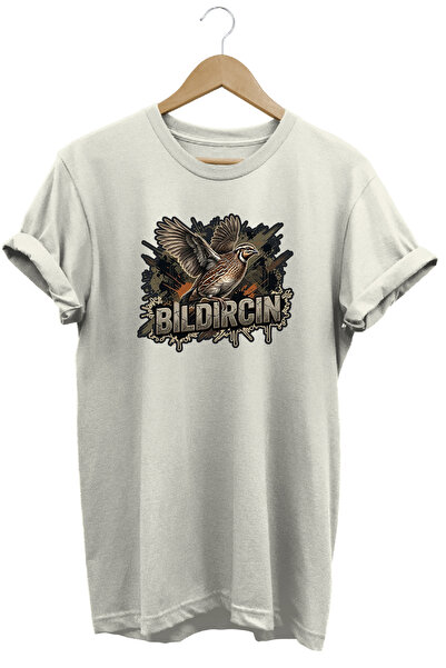 WİDİ Quail Graphic Printed Crew Neck Cotton Hunter Nature T-Shirt