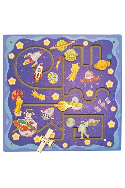 Puzzle لوحة جدارية خشبية - الفضاء بمقاس 52X52 سم - لعبة مثبتة على الحائط للأطفال