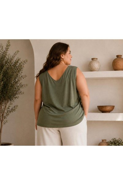 Gülmina Moda Women's Plus Size Front Back V-Neck Jumpsuit Athlete