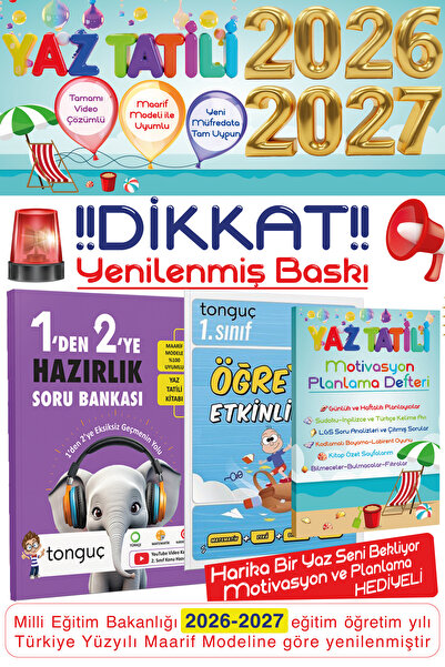 Tonguç Yayınları 1. Sınıf 1'den 2'ye Hazırlık Kitabı Tüm Dersler Soru Bankası...