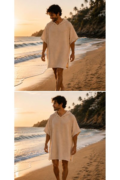 modekamoda Poncho Muslin Fabric Cotton Beach Clothing Wrap Water Absorbent High Oversize Unisex Poncho