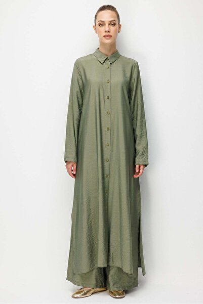 Micca %85 LyoCELL Aller Sırt Rüzgarlıklı Maxi Tunik Elbise-Pantalon Kombin Ta...